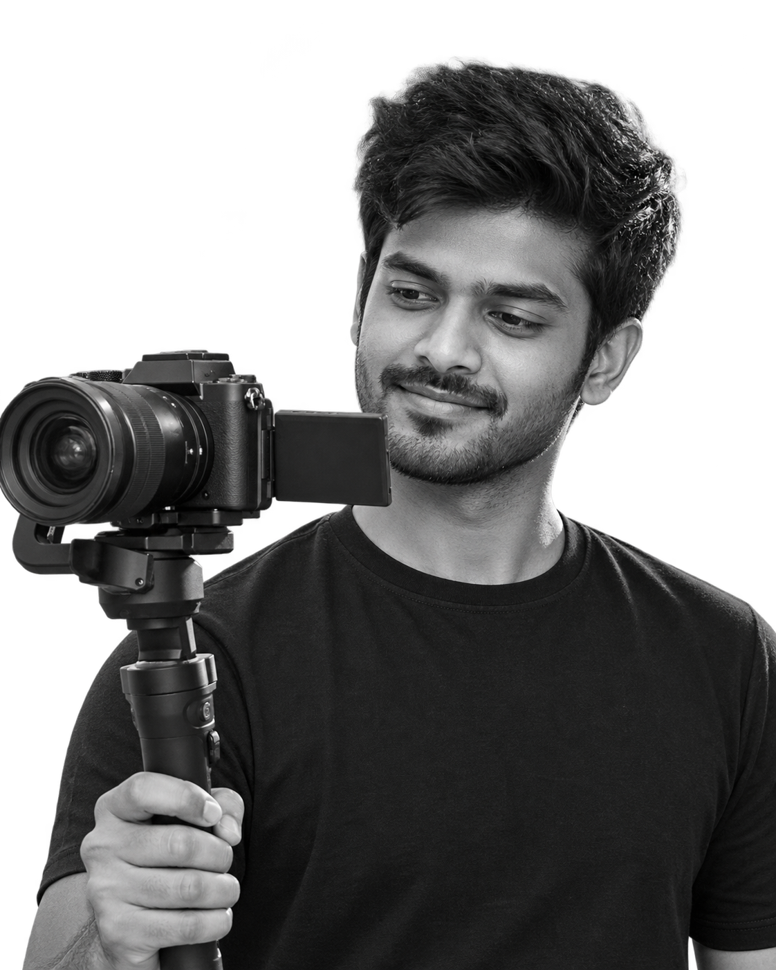 Content creator filming with a camera on a gimbal
