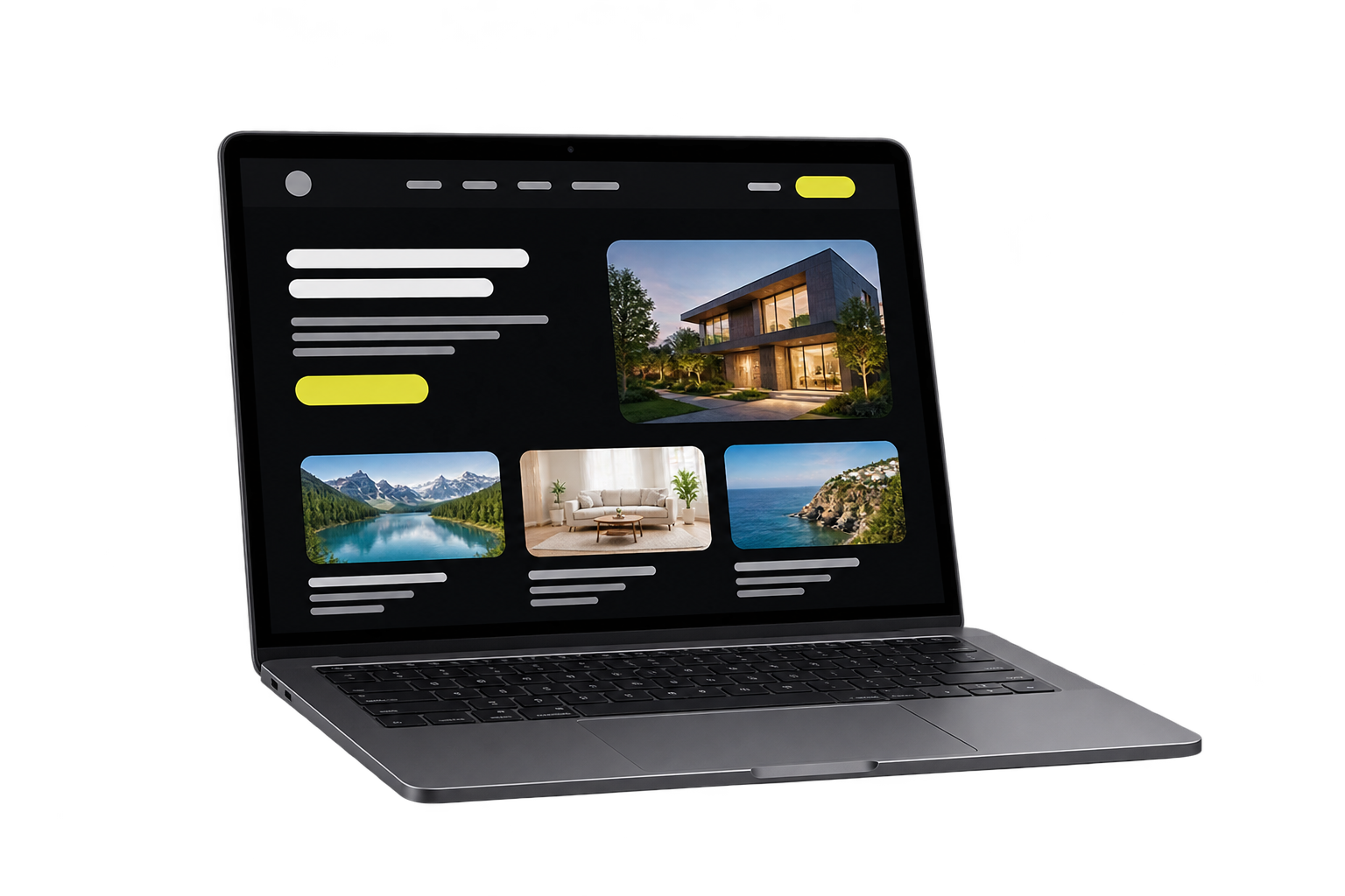 Laptop showing a modern website design