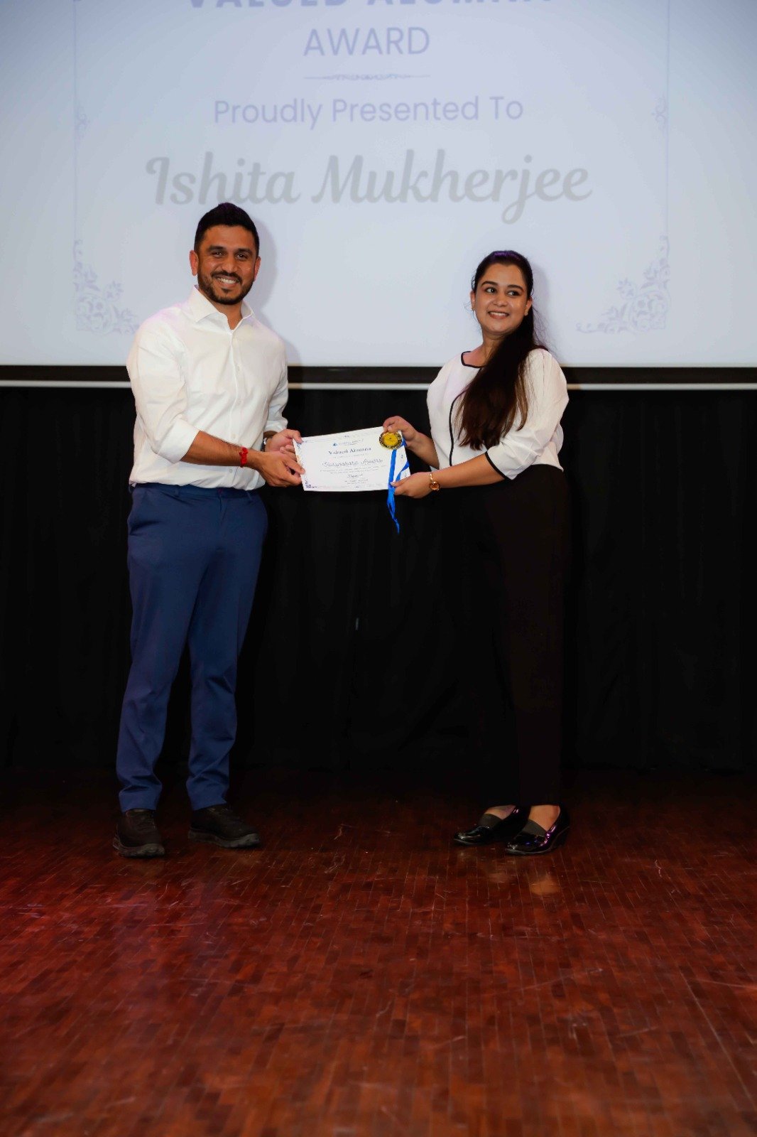 Receiving the Valued Alumni Award from Agarwal Estate, Bangalore, for marketing